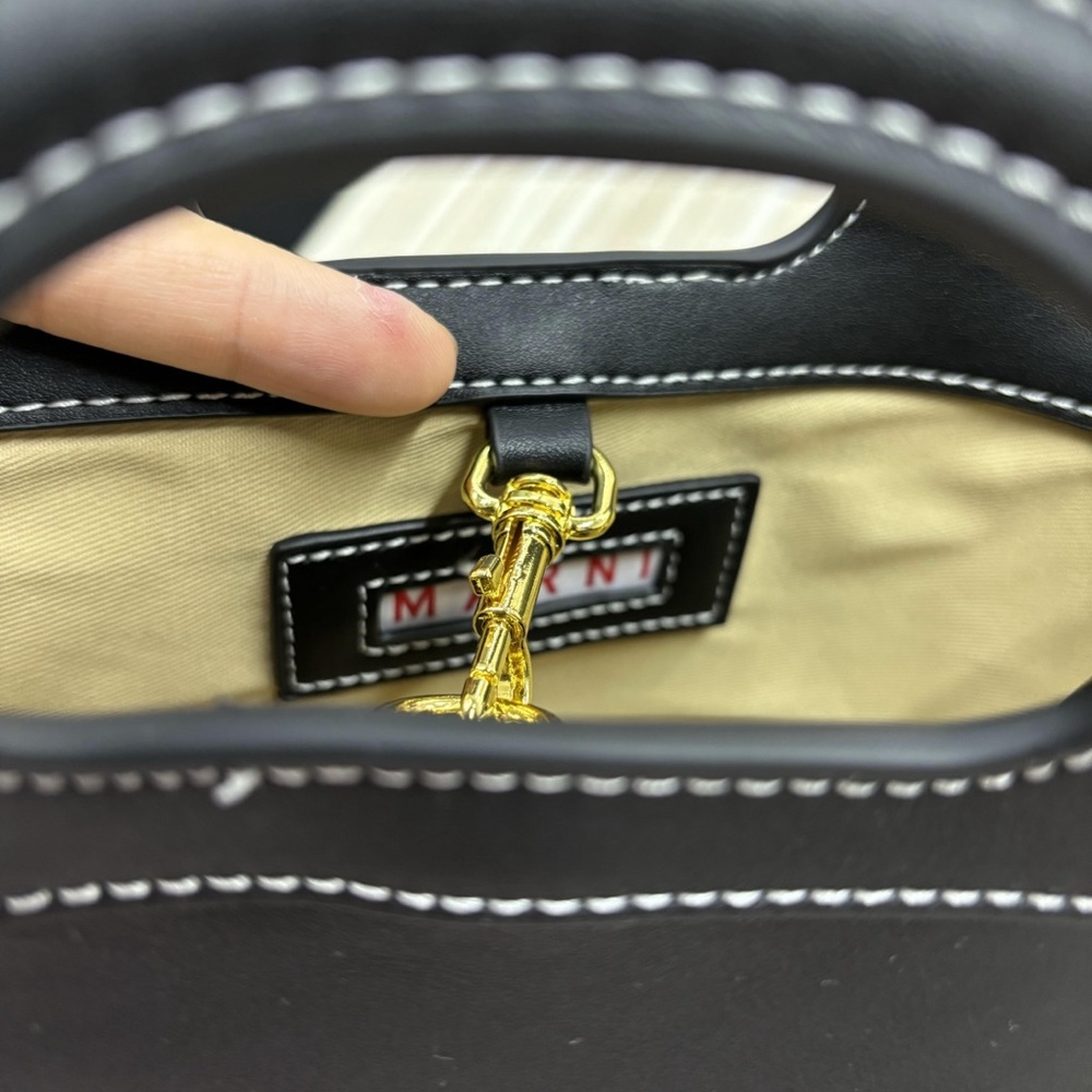 MARNI black leather shoulder bag 15*13cm - Picture 4 of 6